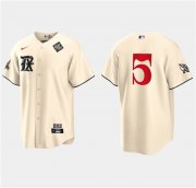 Men's Texas Rangers #5 Corey Seager Cream 2023 World Series City Connect Stitched Baseball Jersey