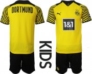 Wholesale Cheap Youth 2021-2022 Club Borussia Dortmund home yellow blank Soccer Jersey