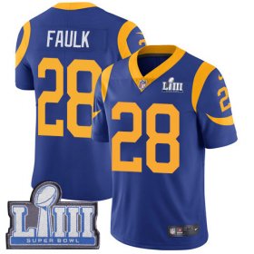 Wholesale Cheap Nike Rams #28 Marshall Faulk Royal Blue Alternate Super Bowl LIII Bound Men\'s Stitched NFL Vapor Untouchable Limited Jersey