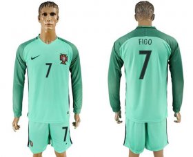 Wholesale Cheap Portugal #7 Figo Away Long Sleeves Soccer Country Jersey