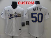 Wholesale Cheap Men's Los Angeles Dodgers Custom White Gold Championship Stitched MLB Cool Base Nike Jersey