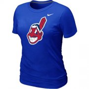 Wholesale Cheap Women's MLB Cleveland Indians Heathered Nike Blended T-Shirt Blue