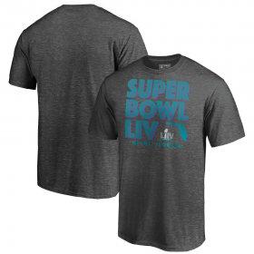 Wholesale Cheap NFL Miami Florida Super Bowl LIV Super Inline Tri-Blend T-Shirt Heathered Charcoal