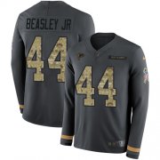 Wholesale Cheap Nike Falcons #44 Vic Beasley Jr Anthracite Salute to Service Men's Stitched NFL Limited Therma Long Sleeve Jersey