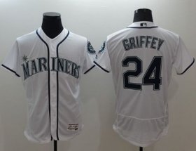 Wholesale Cheap Mariners #24 Ken Griffey White Flexbase Authentic Collection Stitched MLB Jersey