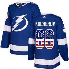 Wholesale Cheap Adidas Lightning #86 Nikita Kucherov Blue Home Authentic USA Flag Stitched NHL Jersey