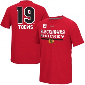 Wholesale Cheap Chicago Blackhawks #19 Jonathan Toews Reebok CI Freeze Supremium Name & Number T-Shirt Red