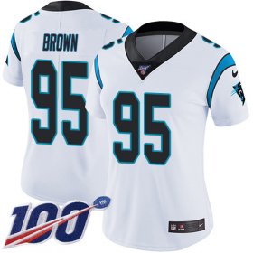 Wholesale Cheap Nike Panthers #95 Derrick Brown White Women\'s Stitched NFL 100th Season Vapor Untouchable Limited Jersey