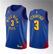 Wholesale Cheap Men's Denver Nuggets #3 Julian Strawther Blue 2023 Draft Statement Edition Stitched Basketball Jersey