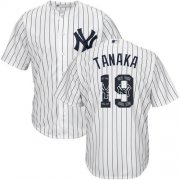 Wholesale Cheap Yankees #19 Masahiro Tanaka White Strip Team Logo Fashion Stitched MLB Jersey