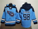 Wholesale Men's Tennessee Titans #98 Jeffery Simmons Blue Lace-Up Pullover Hoodie