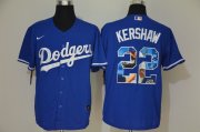 Wholesale Cheap Men's Los Angeles Dodgers #22 Clayton Kershaw Blue Unforgettable Moment Stitched Fashion MLB Cool Base Nike Jerseys