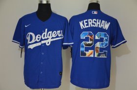 Wholesale Cheap Men\'s Los Angeles Dodgers #22 Clayton Kershaw Blue Unforgettable Moment Stitched Fashion MLB Cool Base Nike Jerseys