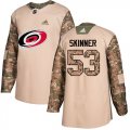 Wholesale Cheap Adidas Hurricanes #53 Jeff Skinner Camo Authentic 2017 Veterans Day Stitched Youth NHL Jersey