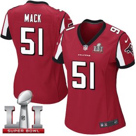 Wholesale Cheap Nike Falcons #51 Alex Mack Red Team Color Super Bowl LI 51 Women\'s Stitched NFL Elite Jersey