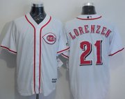 Wholesale Cheap Reds #21 Michael Lorenzen White New Cool Base Stitched MLB Jersey
