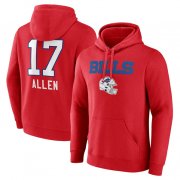Cheap Men's Buffalo Bills #17 Josh Allen Red Team Wordmark Player Name & Number Pullover Hoodie
