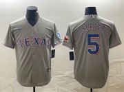 Cheap Men's Texas Rangers #5 Corey Seager Gray With Patch Cool Base Stitched Baseball Jersey