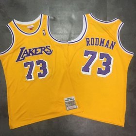 Wholesale Cheap Lakers 73 Dennis Rodman Yellow 1998-99 Hardwood Classics Mesh Jersey