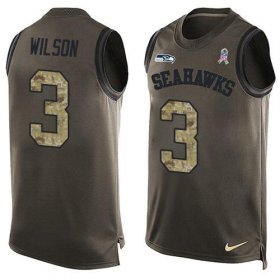 Wholesale Cheap Nike Seahawks #3 Russell Wilson Green Men\'s Stitched NFL Limited Salute To Service Tank Top Jersey