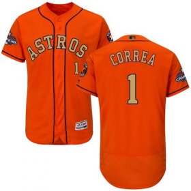 Wholesale Cheap Astros #1 Carlos Correa Orange FlexBase Authentic 2018 Gold Program Cool Base Stitched MLB Jersey