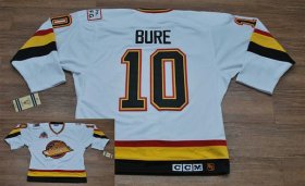 Wholesale Cheap Canucks #10 Pavel Bure Stitched White CCM Throwback Vintage NHL Jersey