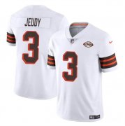 Cheap Men's Cleveland Browns #3 Jerry Jeudy White 1946 Collection Vapor Limited Football Stitched Jersey