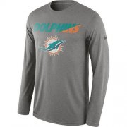 Wholesale Cheap Men's Miami Dolphins Nike Heather Gray Legend Staff Practice Long Sleeves Performance T-Shirt