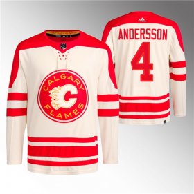 Cheap Men\'s Calgary Flames #4 Rasmus Andersson 2023 Cream Classic Primegreen Stitched Jersey