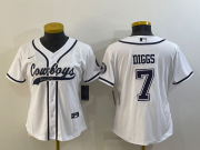 Wholesale Cheap Women's Dallas Cowboys #7 Trevon Diggs White With Patch Cool Base Stitched Baseball Jersey
