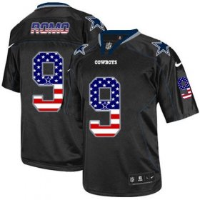 Wholesale Cheap Nike Cowboys #9 Tony Romo Black Men\'s Stitched NFL Elite USA Flag Fashion Jersey