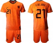 Wholesale Cheap Men 2020-2021 European Cup Netherlands home orange 21 Nike Soccer Jersey