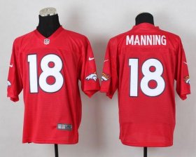 Wholesale Cheap Nike Broncos #18 Peyton Manning Red Men\'s Stitched NFL Elite QB Practice Jersey