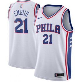 Wholesale Cheap Nike Philadelphia 76ers #21 Joel Embiid White NBA Swingman Association Edition Jersey