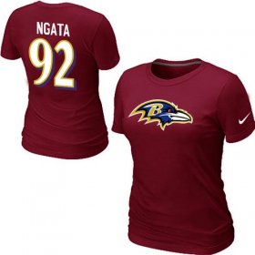 Wholesale Cheap Women\'s Nike Baltimore Ravens #92 Haloti Ngata Name & Number T-Shirt Red