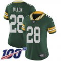 Wholesale Cheap Nike Packers #28 AJ Dillon Green Team Color Women's Stitched NFL 100th Season Vapor Untouchable Limited Jersey