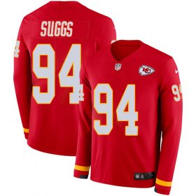 Wholesale Cheap Nike Chiefs #94 Terrell Suggs Red Team Color Youth Stitched NFL Limited Therma Long Sleeve Jersey