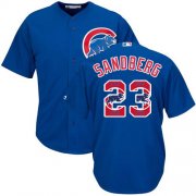 Wholesale Cheap Cubs #23 Ryne Sandberg Blue Team Logo Fashion Stitched MLB Jersey