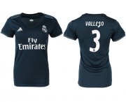 Wholesale Cheap Women's Real Madrid #3 Vallejo Away Soccer Club Jersey
