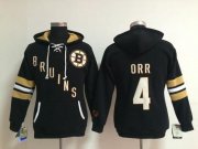 Wholesale Cheap Boston Bruins #4 Bobby Orr Black Women's Old Time Heidi NHL Hoodie