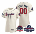 Wholesale Cheap Men's Cream Atlanta Braves ACTIVE PLAYER Custom 2021 World Series Champions With 150th Anniversary Flex Base Stitched Jersey