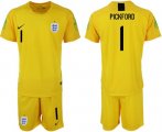 Wholesale Cheap England #1 Pickford Yellow Goalkeeper Soccer Country Jersey