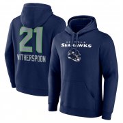 Cheap Men's Seattle Seahawks #21 Devon Witherspoon Navy Team Wordmark Player Name & Number Pullover Hoodie