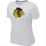 Wholesale Cheap Women's Chicago Blackhawks Big & Tall Logo White NHL T-Shirt