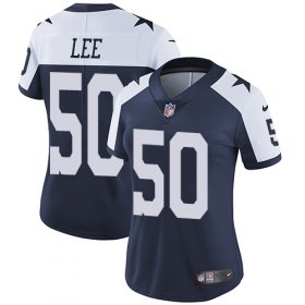 Wholesale Cheap Nike Cowboys #50 Sean Lee Navy Blue Thanksgiving Women\'s Stitched NFL Vapor Untouchable Limited Throwback Jersey
