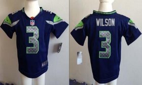 Wholesale Cheap Toddler Nike Seahawks #3 Russell Wilson Steel Blue Team Color Stitched NFL Elite Jersey