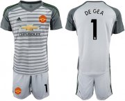 Wholesale Cheap Manchester United #1 De Gea Grey Goalkeeper Soccer Club Jersey