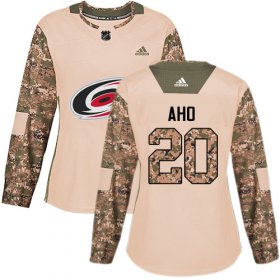 Wholesale Cheap Adidas Hurricanes #20 Sebastian Aho Camo Authentic 2017 Veterans Day Women\'s Stitched NHL Jersey