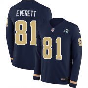 Wholesale Cheap Nike Rams #81 Gerald Everett Navy Blue Team Color Men's Stitched NFL Limited Therma Long Sleeve Jersey