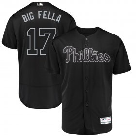 Wholesale Cheap Philadelphia Phillies #17 Rhys Hoskins Big Fella Majestic 2019 Players\' Weekend Flex Base Authentic Player Jersey Black